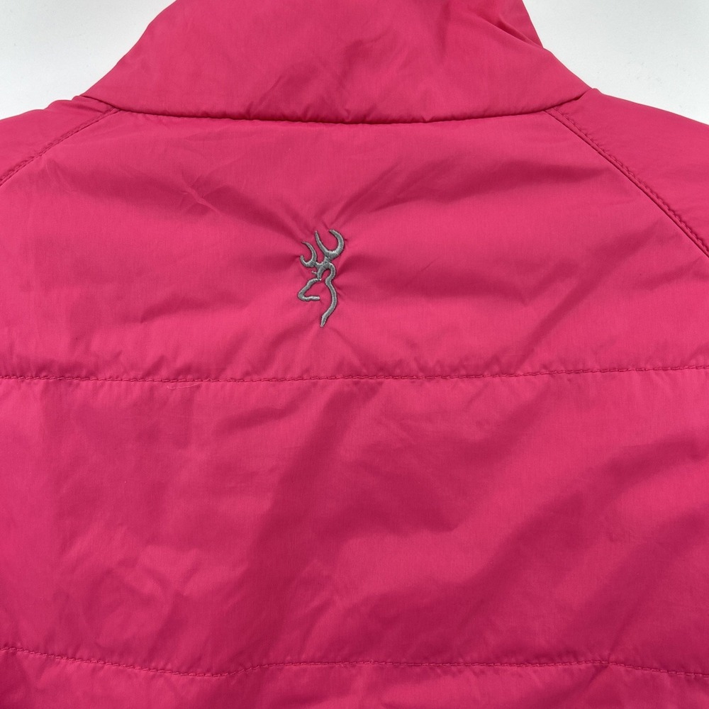 Browning Puffer Jacket Coat Women's Large Pink Gray Quilted Wind Water Resistant - Picture 4 of 12